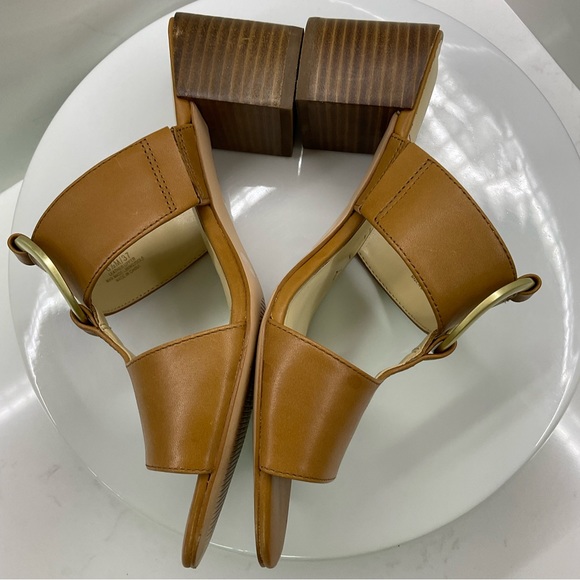 Soul Society Slonah Leather Block Heel Square Toe Slide Sandals Size 6.5 - Picture 9 of 9